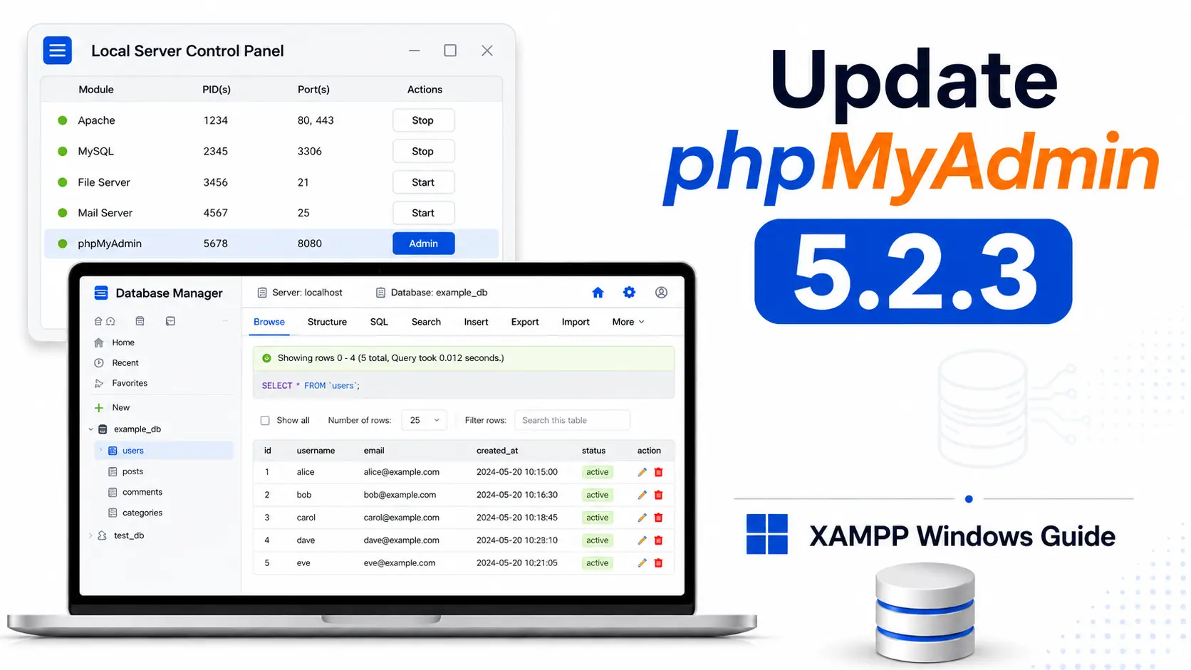 How to Update phpMyAdmin to Version 5.2.3 in XAMPP on Windows