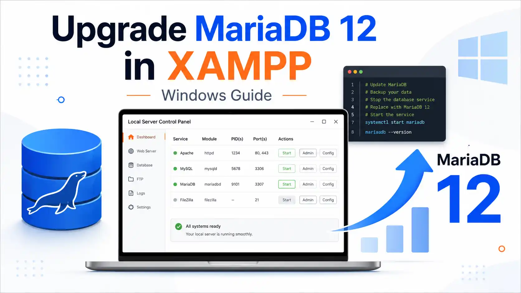 How to Upgrade MariaDB to Version 12 in XAMPP on Windows