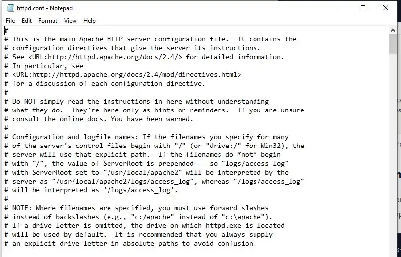 httpd-xampp.conf file showing updated LoadModule path for PHP 8.5