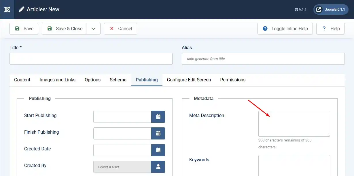 Joomla Metadata tab showing the Canonical URL field for an article