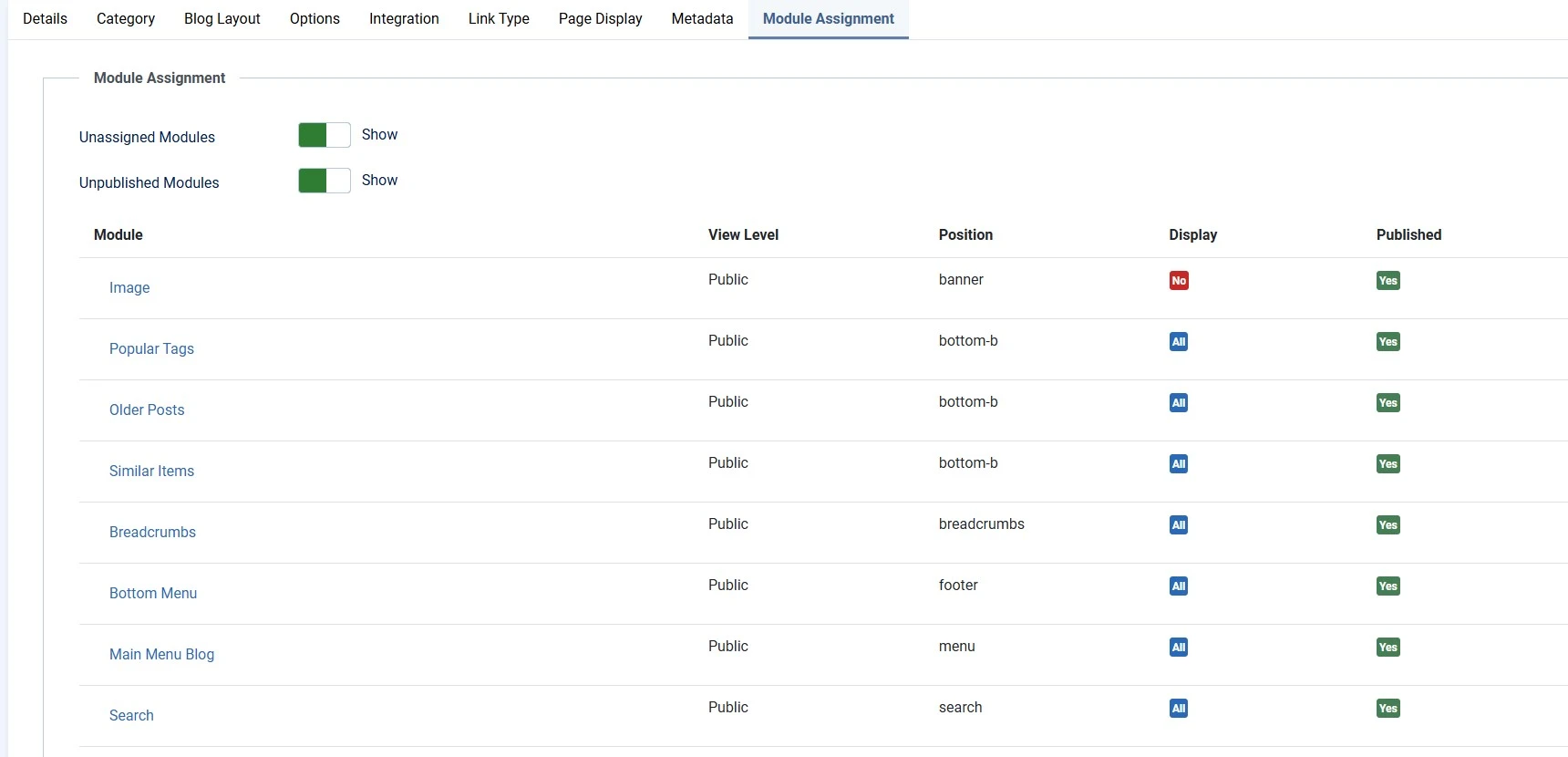 Joomla 6 Menu Assignment tab set to Only on the pages selected