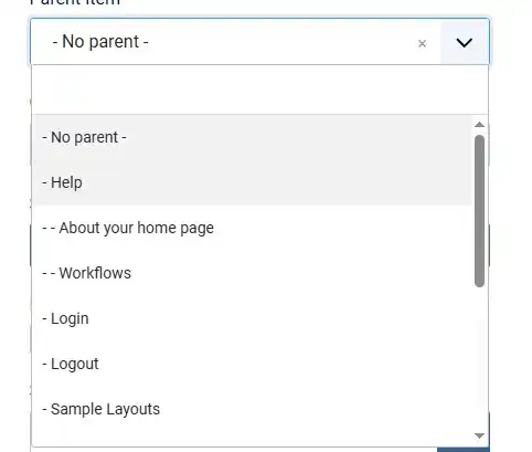 Joomla 6 menu item list with a nested child item indented under its parent