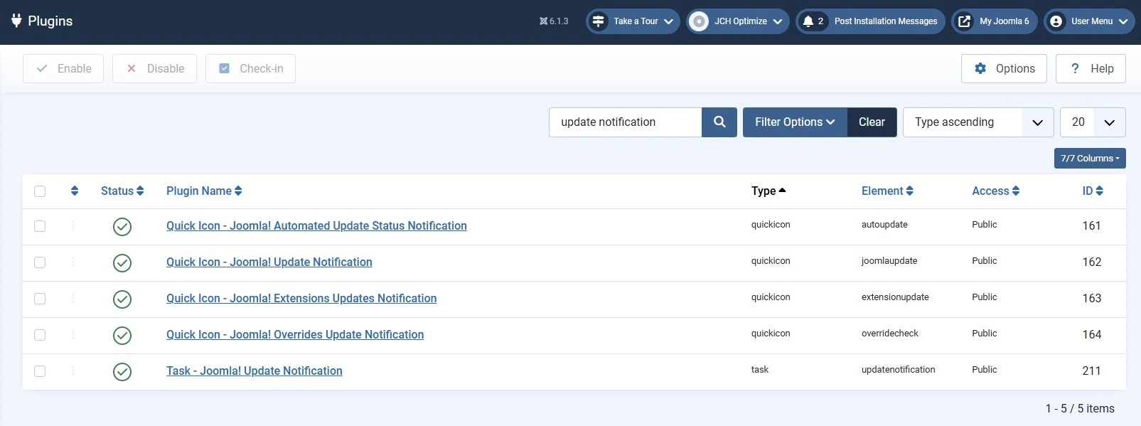 Joomla 6 System menu showing the Plugins link under Manage