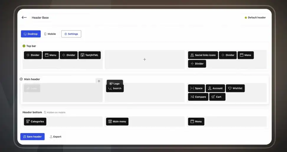 WoodMart Theme Settings Panel in WordPress admin dashboard