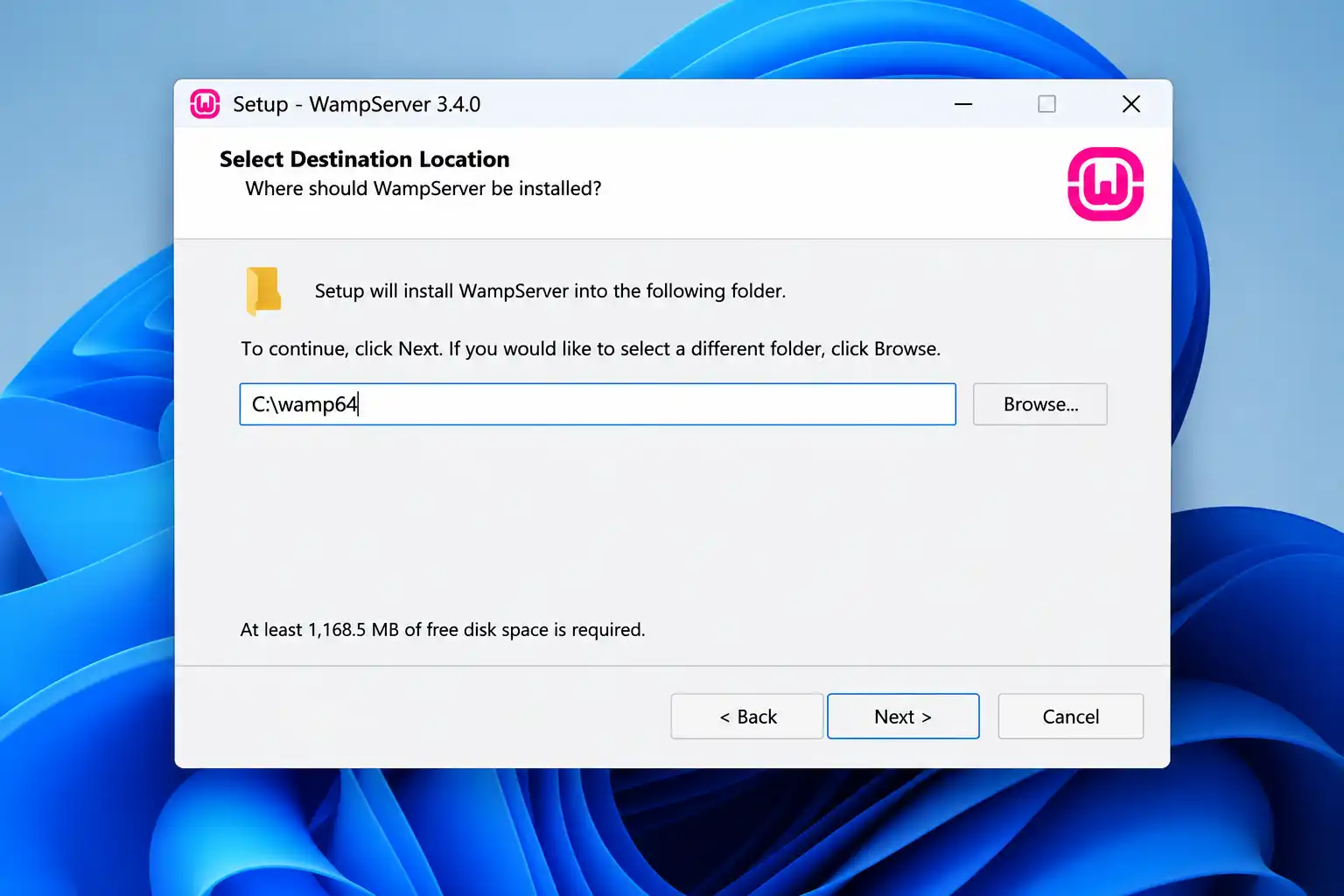 WampServer setup wizard